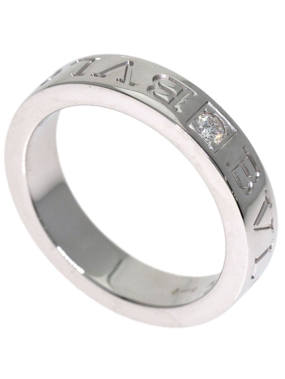 Bvlgari Double Logo Diamond Ring 18K White Gold